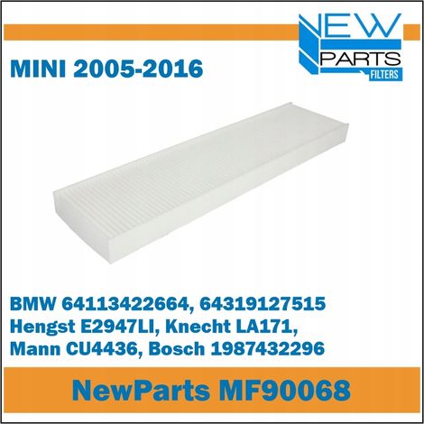 Filtro de habitáculo NewParts MF90068 Mini (2005-2016), repuesto Filtron K1239 (1/5)