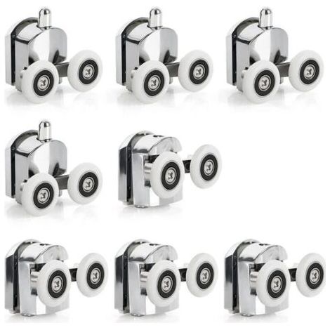 rodillos de aleación de zinc para puertas correderas de ducha, rodillos de repuesto de 25 mm de diámetro, ruedas dobles para baño. (1/5)