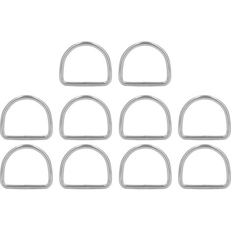 Lot de 10 anneaux en D en acier inoxydable 316, 3 mm, soudés sans soudure, demi-ronds, accessoires pour planches de surf et kayaks, 15 x 12 x 3 mm (1/4)