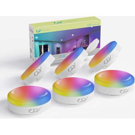 Lot de 2 Spots RGBW WIFI Bluetooth Smart Encastrables Led Dimmable, 9W, 760 lumen, 230V, Interrupteur tactile,éclairage plafond encastré pour Cuisine, exposition,Salon, Couloir, bars,Galerie (1/5)