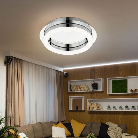 Deckenlampe Deckenleuchte Wohnzimmerlampe Flurleuchte Schlafzimmerlampe, Chrom Kristalle, LED 12W 1000Lm neutralweiß, DxH 28x6,7cm