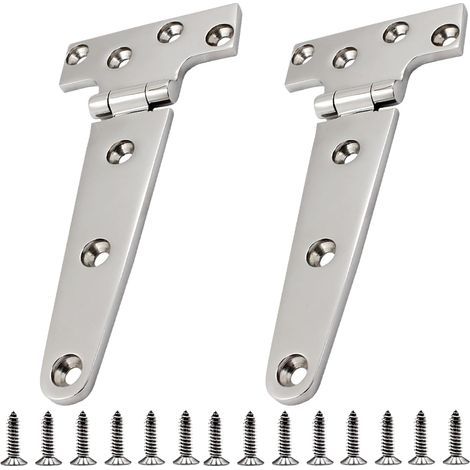 Cerniera a T in acciaio inox 316, cerniera per porta cabina resistente di grado marino, ferramenta per mobili stampata, con viti (1/5)