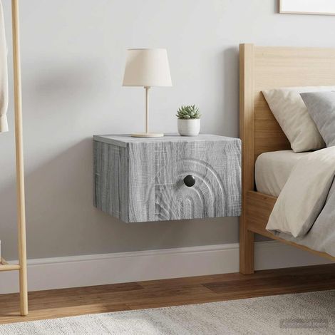 Lot de 2 tables de chevet murales en bois d’ingénierie Sonoma gris 33 x 34,5 x 20 cm - PANGIVO (1/5)