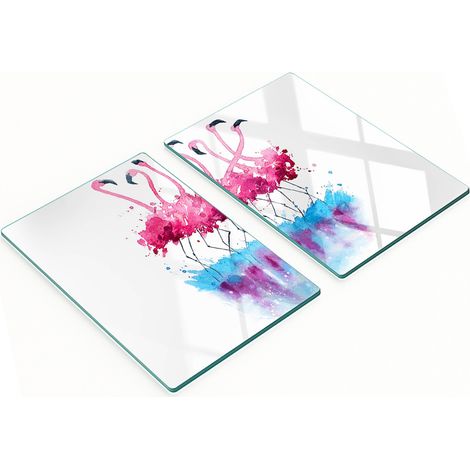 Küchenschneidebretter aus Glas mit dekorativem Flamingo-Motiv, 2 x 40 x 52 cm (1/5)
