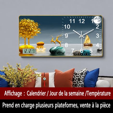 Horloge murale rectangulaire LED lumineuse design moderne pour salon et chambre 65 g – Livraison gratuite (1/5)