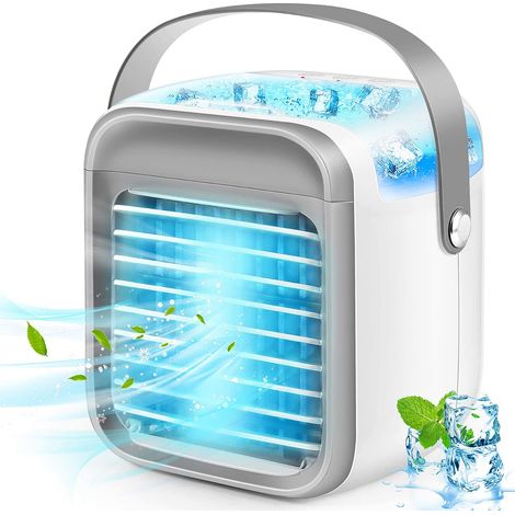 1 Mini ventilateur, USB 2000 mAh, 3 vitesses, Veilleuse LED 7 couleurs, Humidificateur 500 ml, Bureau Maison (1/4)