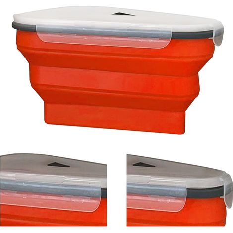 Boîte à pizza réutilisable avec 5 plateaux de service compatibles micro-ondes, en silicone alimentaire, pour parts de pizza. (1/5)