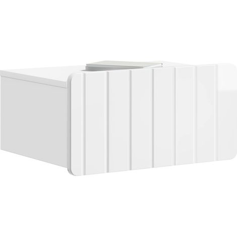 Comodino Armadio da Notte Mobiletto da notte a muro Bianco Lucido 49 x 34,5 x 24 cm (1/5)