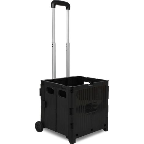 TolleTour 45L Einkaufstrolley faltbar mit Deckel, 2 Räder Box-Einkaufswagen für Einkauf und Haushalt, Schwarz