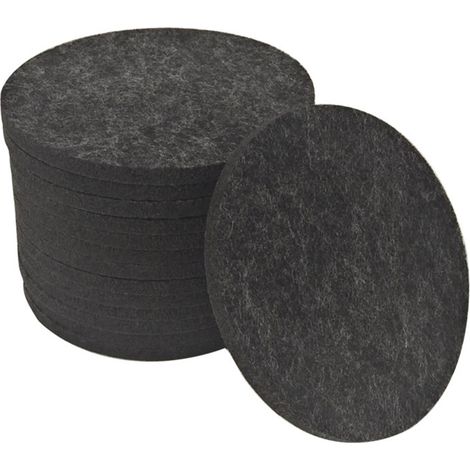 Juego de 14 posavasos redondos de fieltro gris oscuro, con caja incluida. Aptos para vasos y tazas. (1/5)
