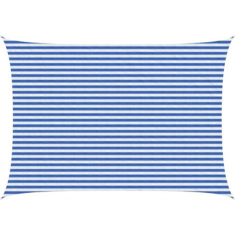 Voile d'ombrage à rayures bleues et blanches, 3,5 x 5 mètres, en PEHD (1/2)