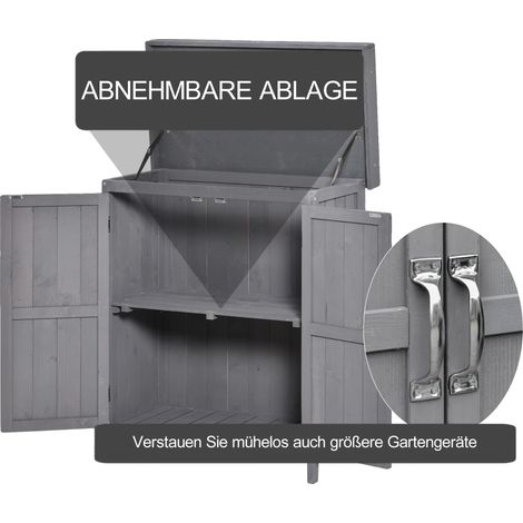Caseta de jardín, impermeable, techo abatible, GRIS (1/5)