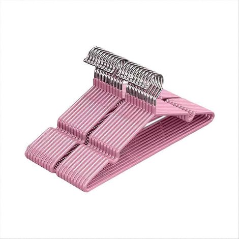 Rutschfeste, rosa Kleiderbügel, 10er-Set, geräuscharm, leicht, schlanke Form, ideal für Ankleidezimmer, rutschfest (1/5)