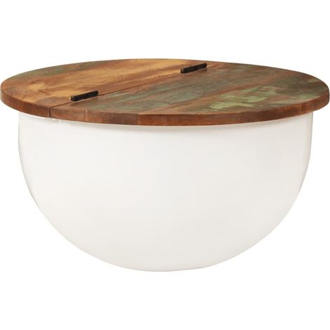 Couchtisch Weiß 50x27 cm Altholz Massiv