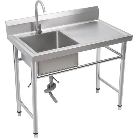 Évier en Acier Inoxydable, Design Moderne, Robinet 360°, Argent (1/2)