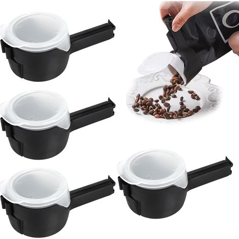 Clips para sellar bolsas de alimentos (4 unidades) con boquilla para verter, clips reutilizables para sellar bolsas de alimentos, para cocina, hogar y oficina. (1/5)