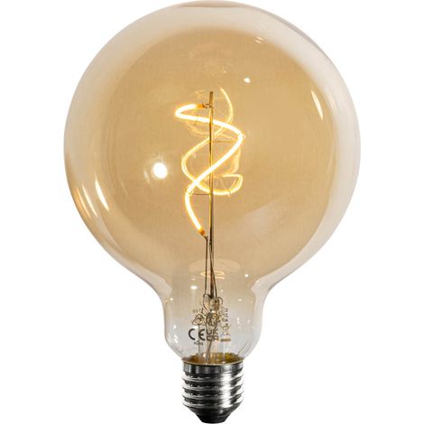 E27 Dimmable LED Spiral Filament Gold G125 4W 270lm 2700K (1/3)