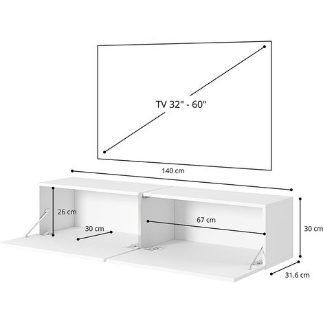 Selsey Bisira - Mueble de TV blanco con aspecto de mármol Egger e inserto dorado, 140 cm
