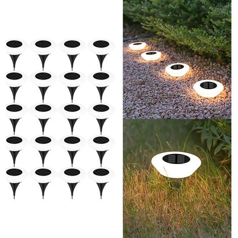 (Lot de 20 lampes solaires d'extérieur à LED 360° étanches IP65 avec interrupteur marche/arrêt, compatibles avec jardin, cour, allée et terrasse) (1/5)