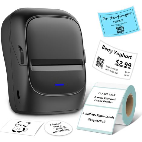 Etichettatrice con nastro: stampante di etichette termica senza inchiostro 221B, etichettatrice portatile Bluetooth da 2 pollici con codice a barre, compatibile con telefono (1/5)