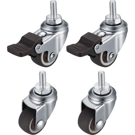 Allecto Plus - Möbelrollen, 4 Stück, M8, klein, Lenkrollen mit Bremse, 360 Grad drehbar (1/5)