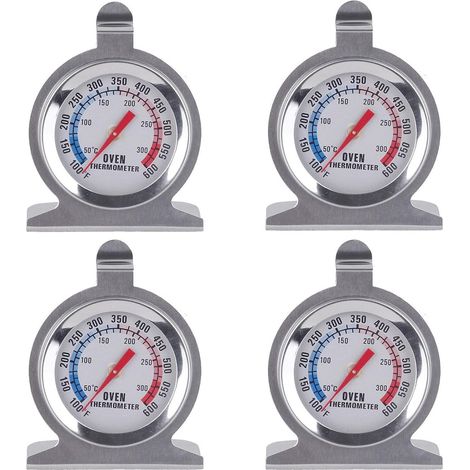 Lot de 4 thermomètres de four à cadran en acier inoxydable pour une utilisation avec ventilateur, gaz, électrique, four à pizza, friteuse à air, cuisinière pour (1/5)