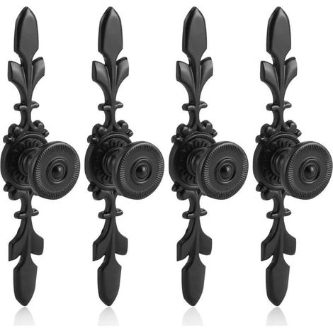 Boutons et poignées de meubles,4Pcs Poignées de tiroirs Vintage Style en Alliage de Zinc Bouton avec Vis Décoration Maison(Noir) (1/5)