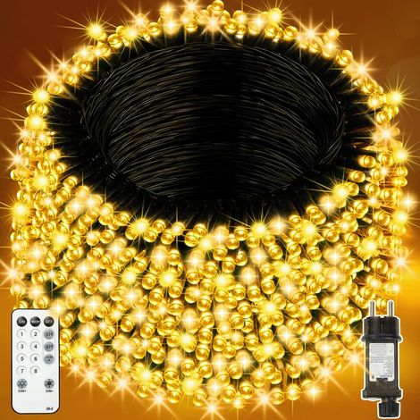 Guirlande Lumineuse Sapin de Noel - 20m 200 LED Guirlande Lumineuse Exterieure, avec 8 Modes/Minuterie/Télécommande/étanche IP44, pour Intérieur/Chambre/Fête/Maison Decoration(Blanc Chaud (1/5)