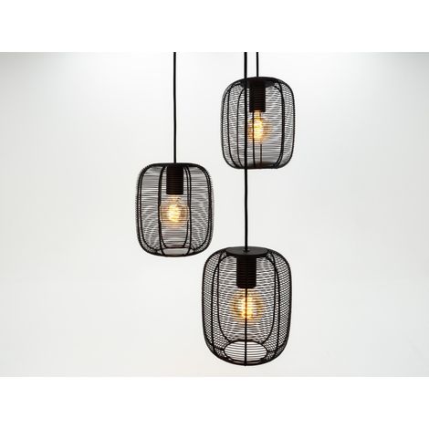 Lampe à fil à 3 lumières Derwen Pendaison - Ø 40cm - noir - 31399 (1/3)