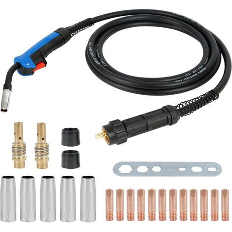 MIG MAG MB 15AK Chalumeau de soudage avec gaz de protection 5 m, raccord central européen, accessoires MIG MAG, tête légèrement flexible pour appareils de soudage CO² (5 m, 15AK) (1/5)