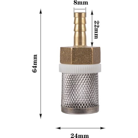 Filtre en maille d'acier inoxydable (8 mm) pour pompe d'irrigation de jardin, protection pour tuyau d'arrosage, filtre en laiton pour le nettoyage de l'eau (1/5)