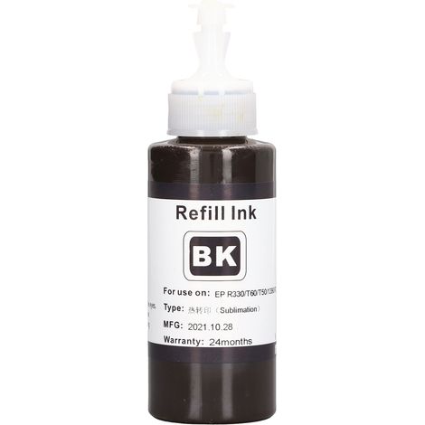 Cartouche d'encre de sublimation 100ML recharge transfert thermique accessoire d'impression numérique pour R330 T60 T50 BK (1/5)