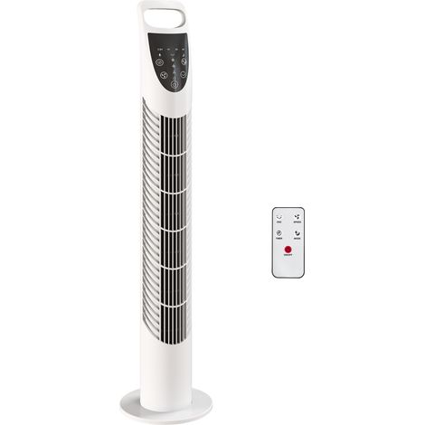 HOMCOM 78.5cm Oscillation Tower Fan with Remote Control 3-Speed Wind White