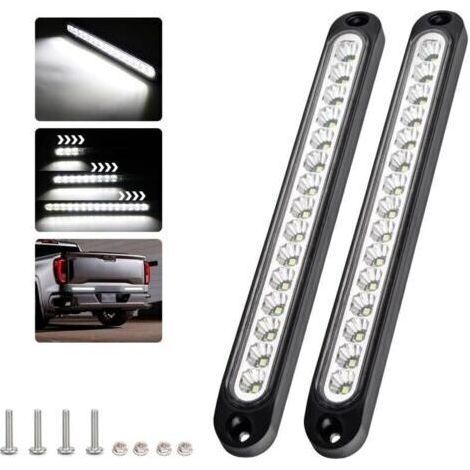 (blanc)2 pièces barre de feux de freinage 15 Led, 12-24V barre d'éclairage arrière étanche pour feux de jour dynamiques pour voiture, suv, rv, camion, remorque (1/4)