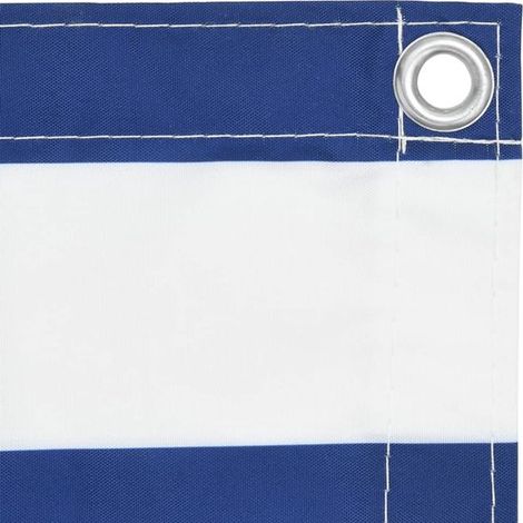 Écran brise-vue pour balcon 120 x 500 cm, tissu Oxford rayé bleu et blanc, coupe-vent et imperméable, extra haut, avec corde de 24 m (1/5)
