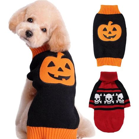 T-shirt d'Halloween pour animaux de compagnie avec crâne et citrouille, déguisement pour chien, costume pour grand chien (1/5)