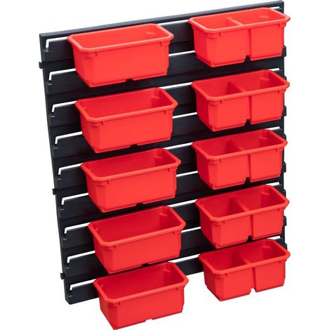 Ensemble de rangement pour panneaux perforés – Système modulaire étanche – Charge max 100 kg – Connexion avec autres gammes Qbrick – Qbrick System (1/5)