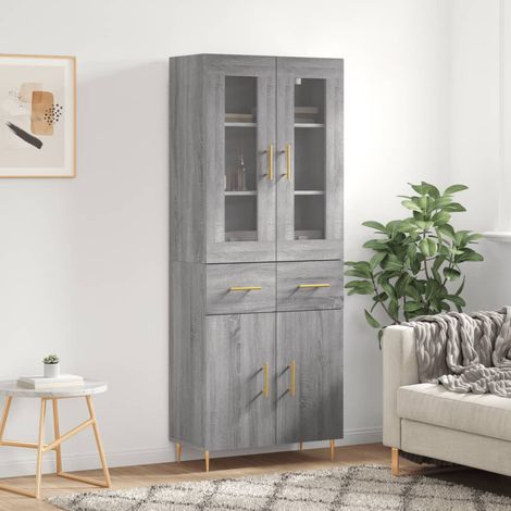 Buffet haut，Buffet de salon，Commode Meuble de rangement，Style Industriel Sonoma gris 69,5x34x180 cm Bois d'ingénierie VNWE903076 (1/5)