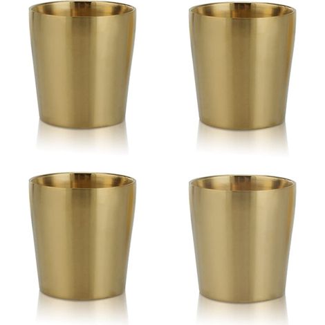 Un ensemble de 4 petites tasses isothermes à double paroi en acier inoxydable, fabriquées en métal incassable, de 175 ml chacune. (1/5)