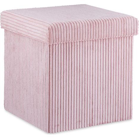 Pratico cubo portaoggetti pieghevole 38 x 38 x 38 cm seduta comoda design contemporaneo in velluto nero 130008792