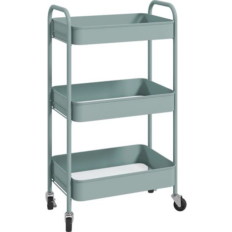 Meubles Cosy 3 Tier Metal Storage Trolley on Wheels Modern Utility Cart Blue (1/5)