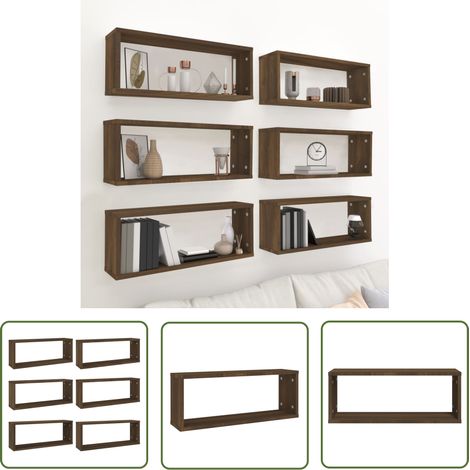The Living Store Étagères murales cube 6 pcs Chêne marron Bois d’ingénierie - Étagères Murales - Étagères Cubes - Rangement Mural - Bibliothèque Murale - Décoration Murale (1/5)
