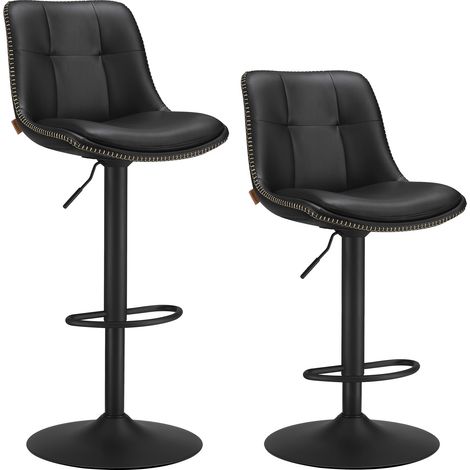 VASAGLE Set di 2 Sgabelli da Bar, Sedie da Bar Girevoli Regolabili in Altezza, PU Trapunta, Sedie da Cucina con Schienale e Poggiapiedi, Sala da Pranzo, Bancone, Acciaio, Grigio Tortora LJB095G01 (1/5)