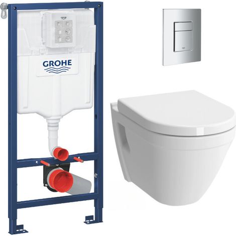 Grohe Pack WC Rapid SL + taza VITRA S50 con brida + asiento softclose + pulsador Skate Chrome (GROHE-S50softclose) (1/5)