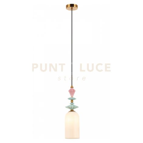 LAMPADARIO A SOSPENSIONE LED CERAMICA E VETRO