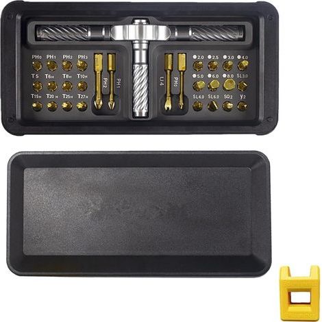 30-in-1 Ratschenschraubendreher-Set, robust und einfach zu bedienen, magnetisches Schraubendreher-Set, vielseitig, Ratschenschraubendreher, für Haushaltsgeräte, Fahrräder, Fernseher (Schwarz)