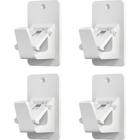 Support universel pour tringle à rideau, sans perçage, crochet sans clou pour salle de bain, chambre, salon, cuisine (lot de 4, blanc) (1/5)