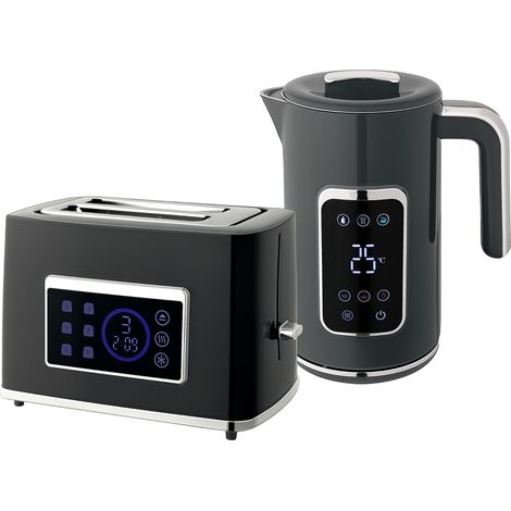 Touch Screen Kettle and Toaster Set - Grey