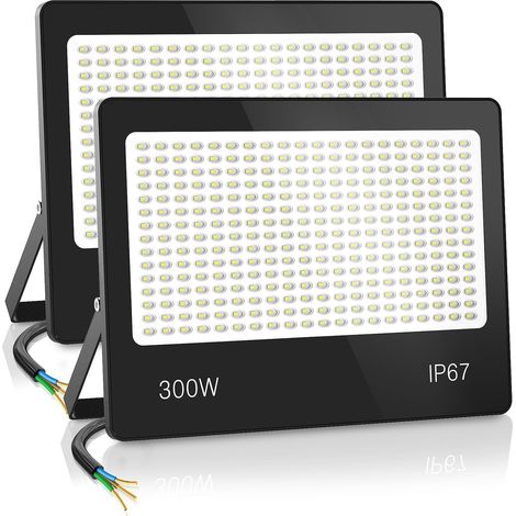 2 Pièces Projecteur LED 300W 30000LM 6500K IP67 300 LED Spot LED Extérieur Blanc Froid, IP67 Étanche, pour Terrasse Jardin Patio Garage Parking (1/5)