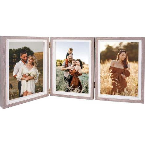 Triple Cadre Photo Pliable 3 Photos 13 x 18cm, 7 x 5in (Gris) (1/5)